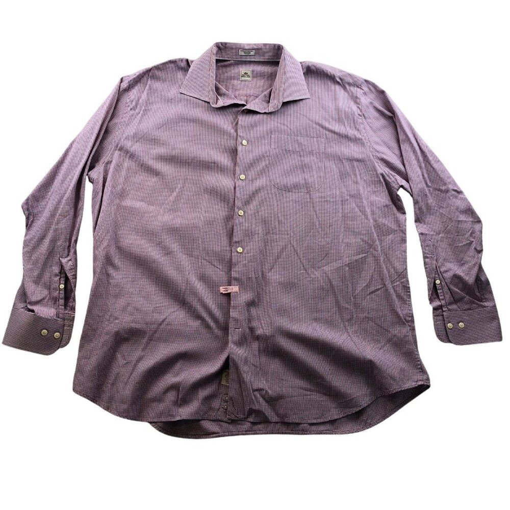 Peter Millar Mens Shirt Size XXL Long Sleeve Houndtooth Button Up Classic Work